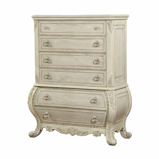 21" Cream Solid Wood Six Drawer