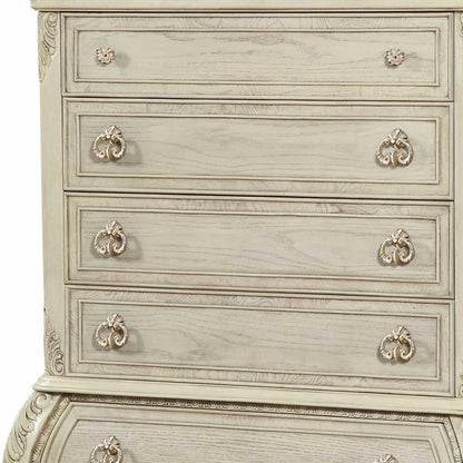 21" Cream Solid Wood Six Drawer