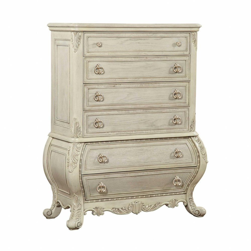 21" Cream Solid Wood Six Drawer