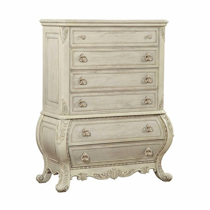 21" Cream Solid Wood Six Drawer