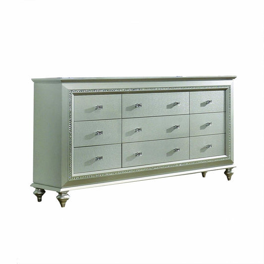 66" Champagne Solid Wood Nine Drawer Double Dresser