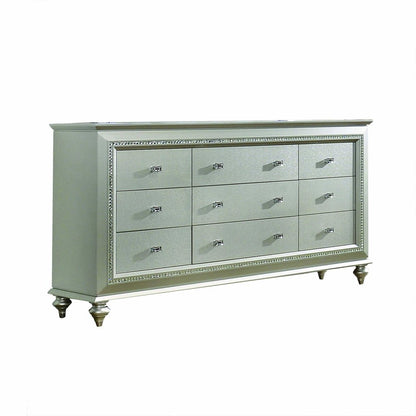 66" Champagne Solid Wood Nine Drawer Double Dresser
