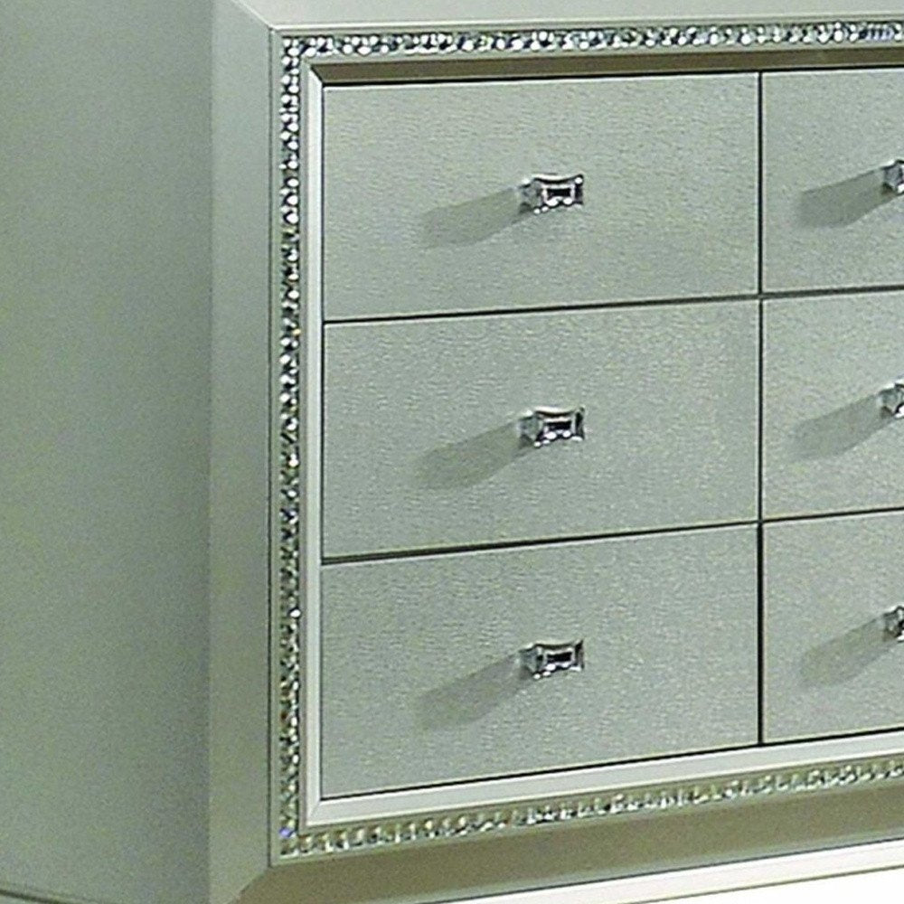 66" Champagne Solid Wood Nine Drawer Double Dresser