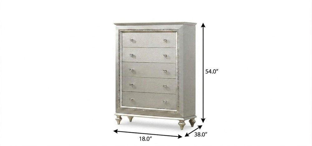 18" Champagne Wood Five Drawer Dresser
