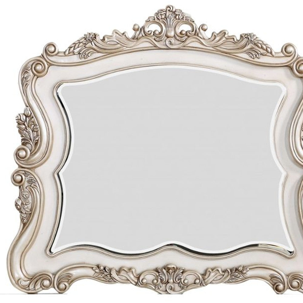 44" White Novelty Solid Wood Framed Dresser Mirror