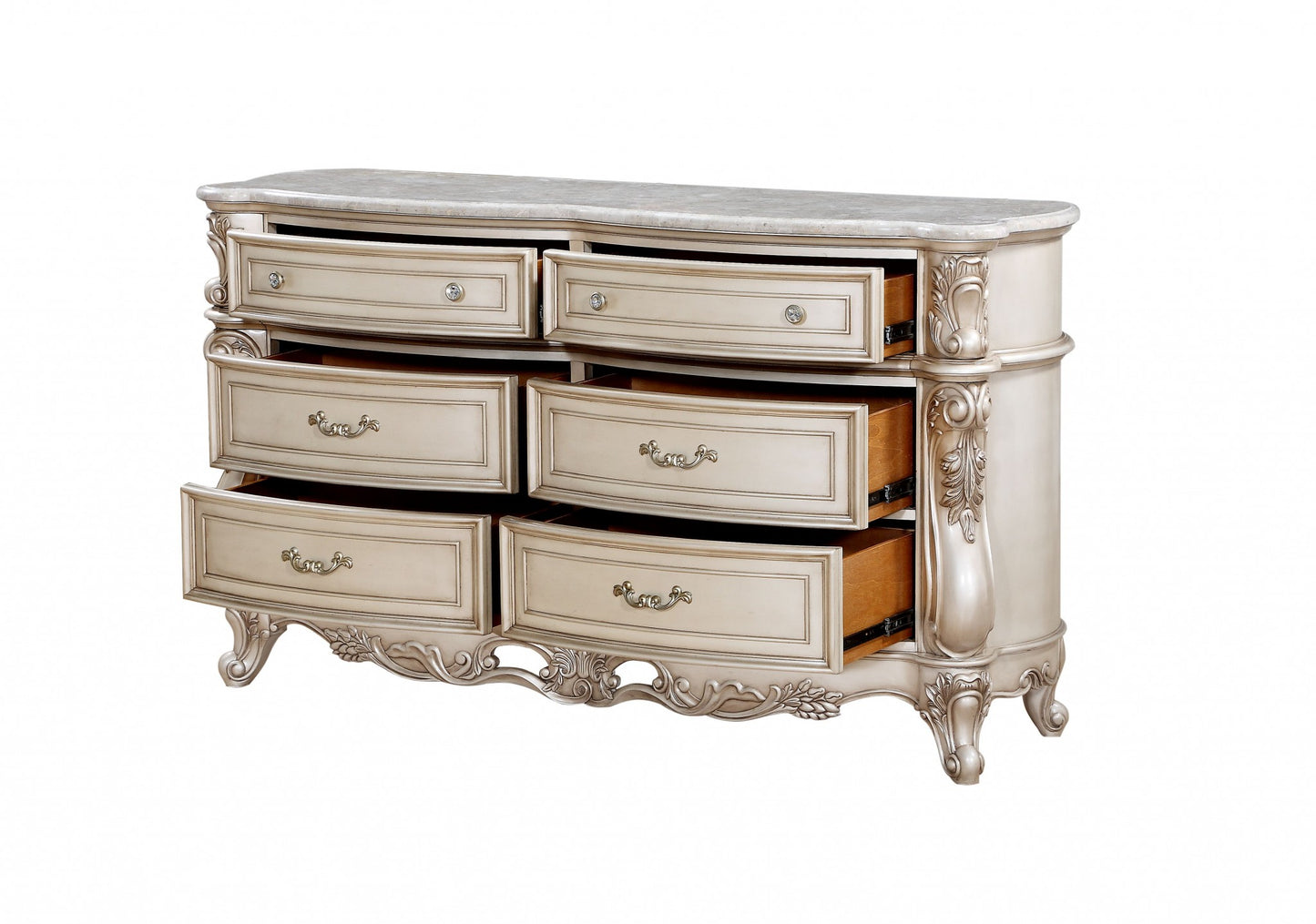 21" Beige Solid Wood Double Dresser