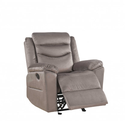 37" Brown Velvet Recliner