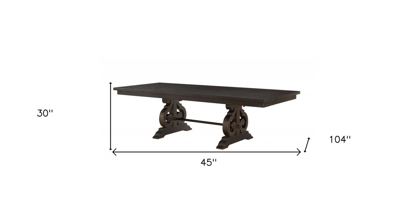 104" Brown Solid Wood Trestle Base Dining Table