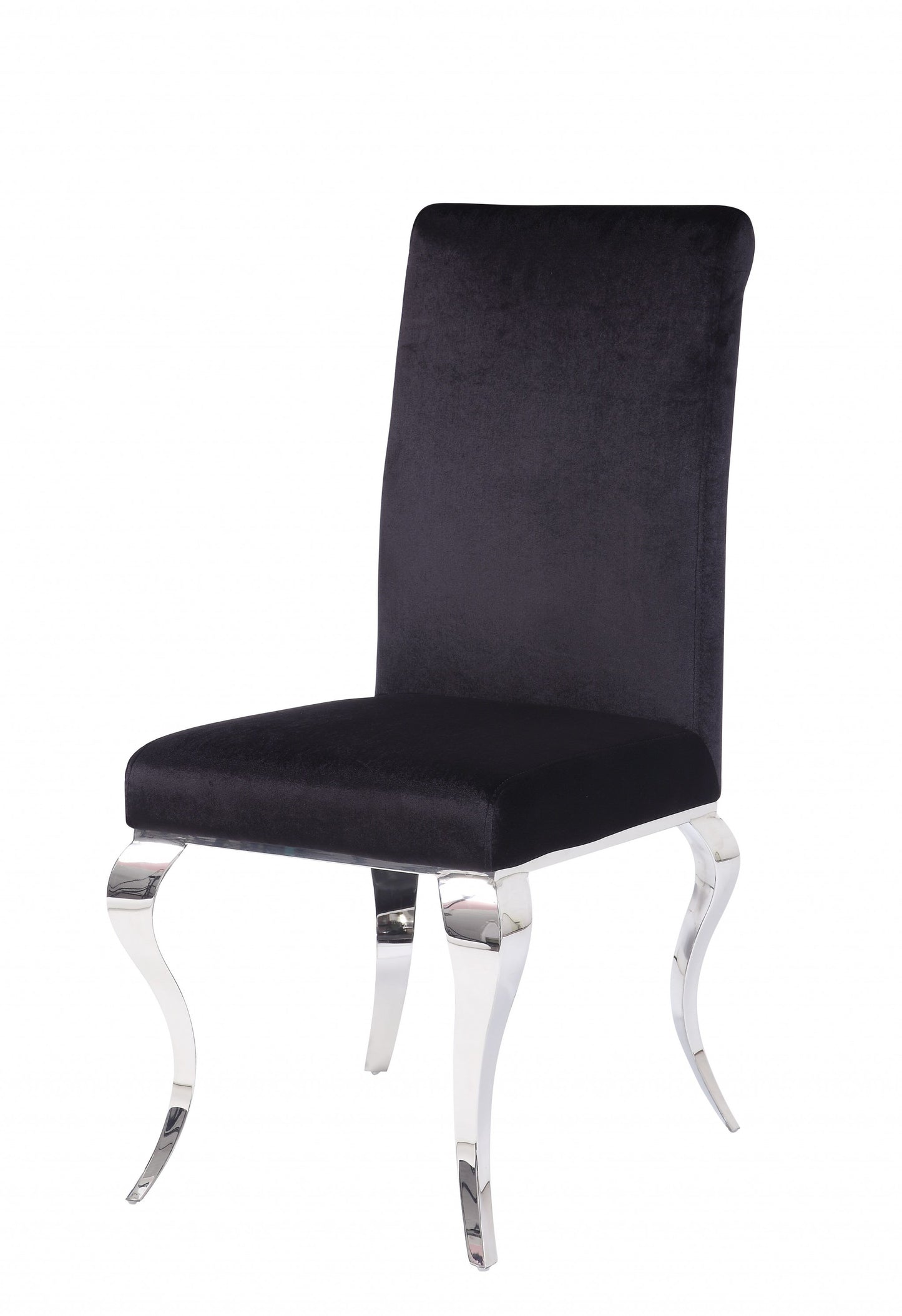 Set of Two Black And Silver Upholstered Fabric Dining Side Chairs