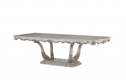 44" Off White Solid Wood Pedestal Base Dining Table