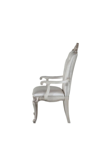 Set of Two 25" Silver and Pearl Fabric Tufted Side Chair