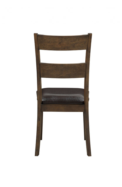 Brown Upholstered Ladder Back Dining Side Chair