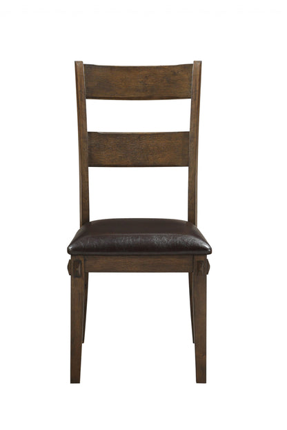 Brown Upholstered Ladder Back Dining Side Chair