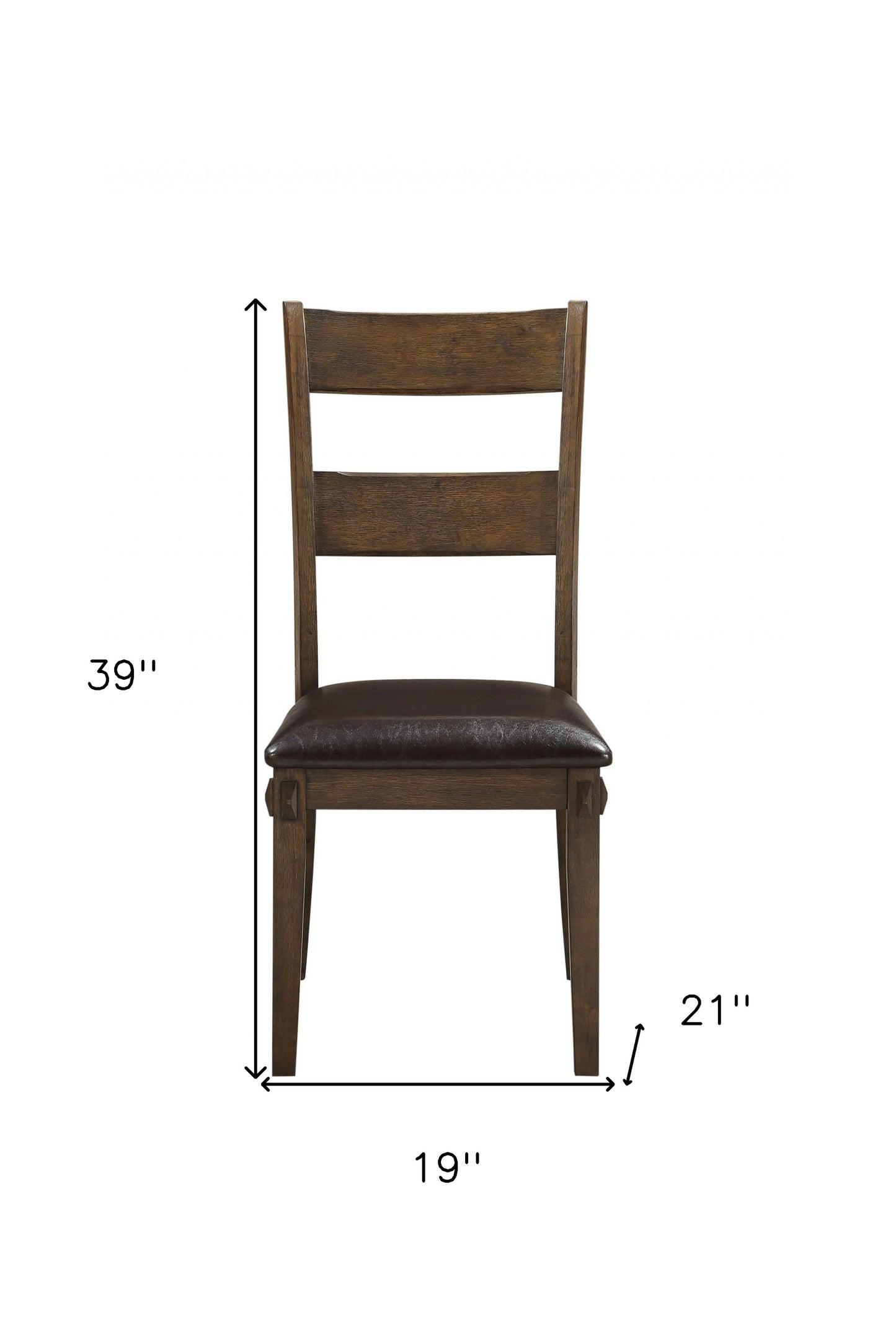 Brown Upholstered Ladder Back Dining Side Chair