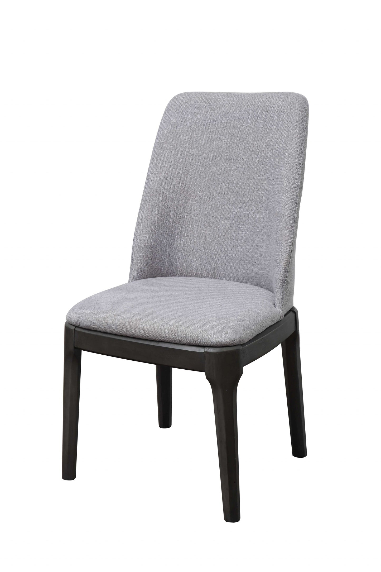 Set of Two Light Gray And Gray Upholstered Linen Dining Side Chairs