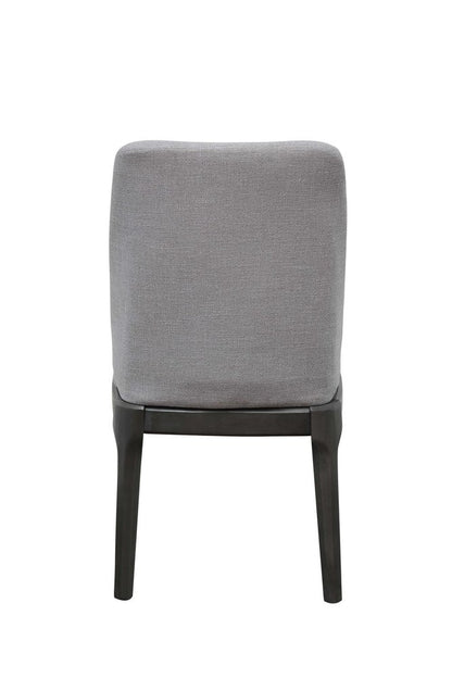 Set of Two Light Gray And Gray Upholstered Linen Dining Side Chairs
