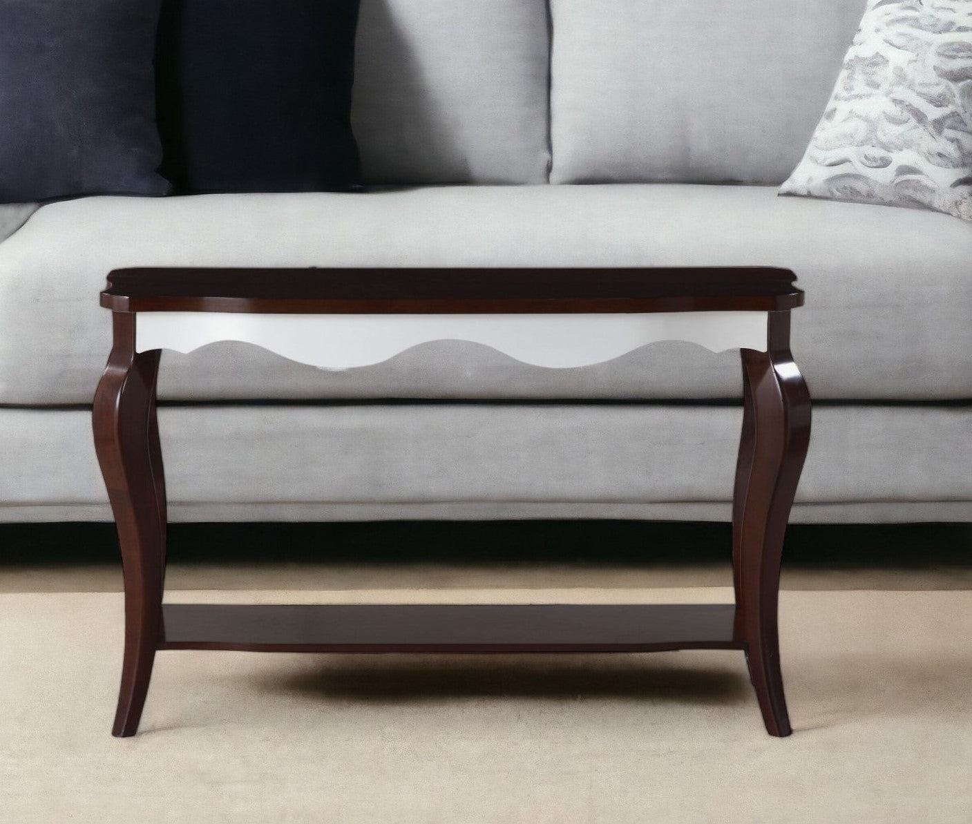 48" Brown Coffee Table With Shelf