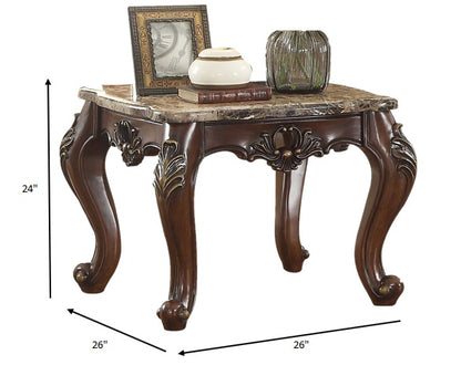 24" Cherry Oak Faux Marble Square End Table