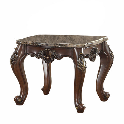 24" Cherry Oak Faux Marble Square End Table