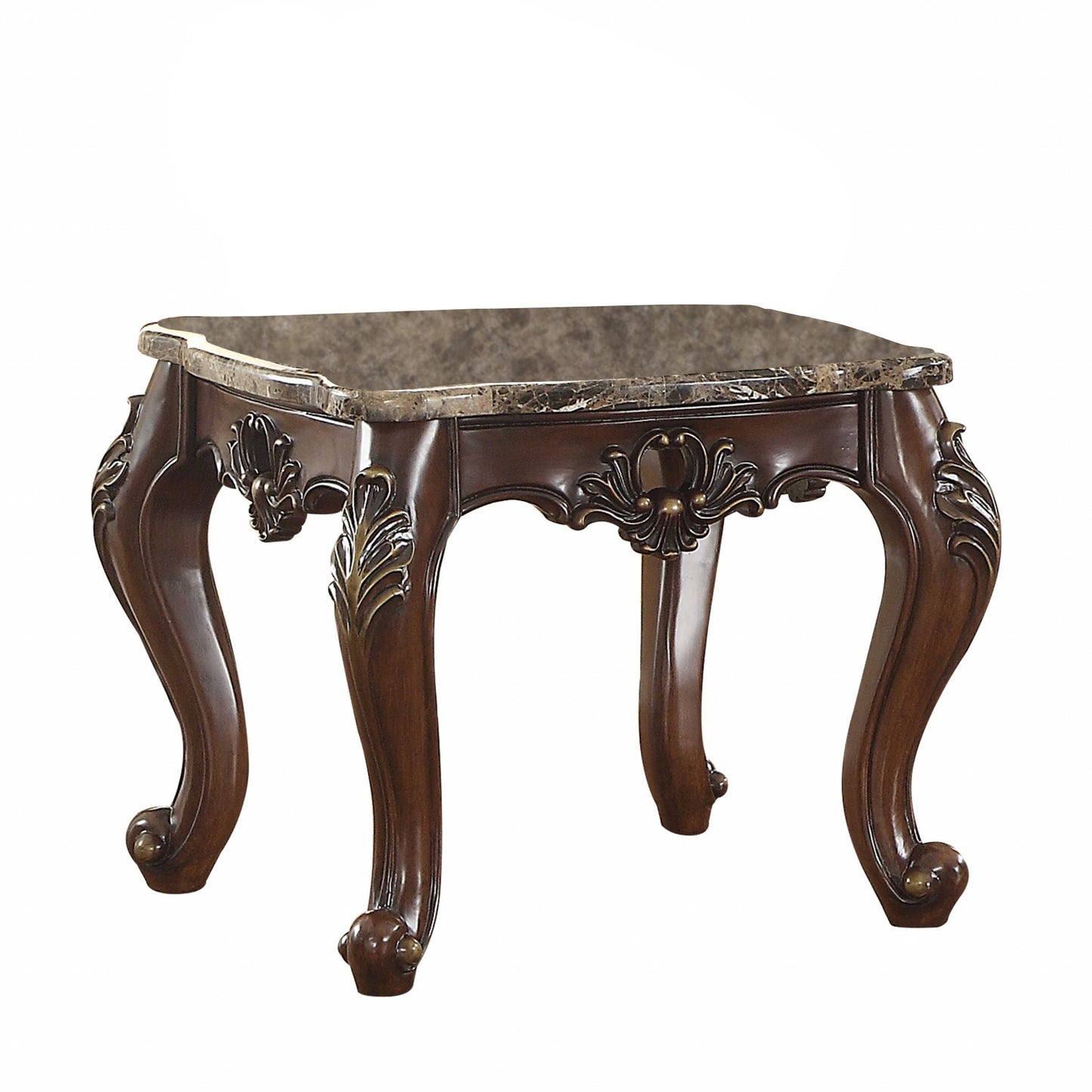 24" Cherry Oak Faux Marble Square End Table