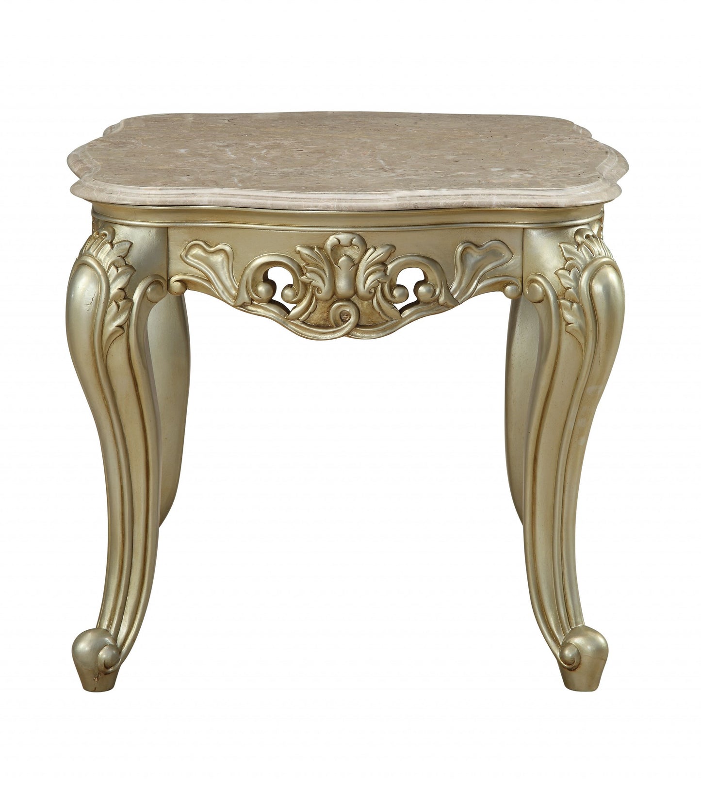 24" Antiqued White Faux Marble Square End Table