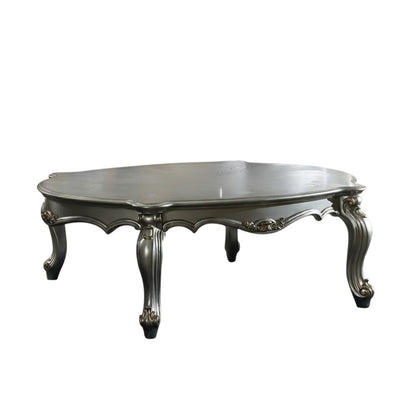 36" White Resin And Wood Coffee Table With Shelf