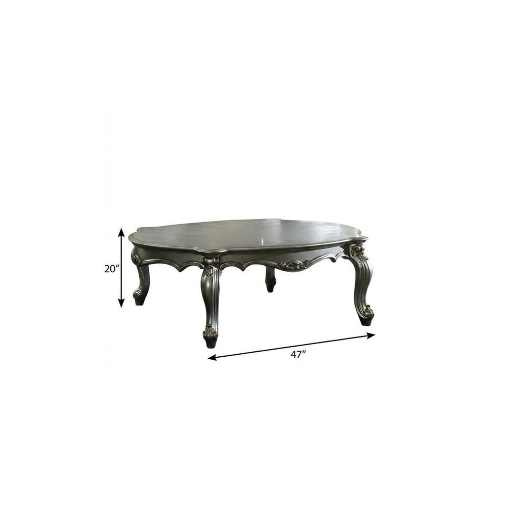 36" White Resin And Wood Coffee Table With Shelf