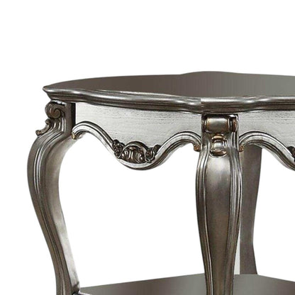 24" Gray Solid Wood End Table With Shelf