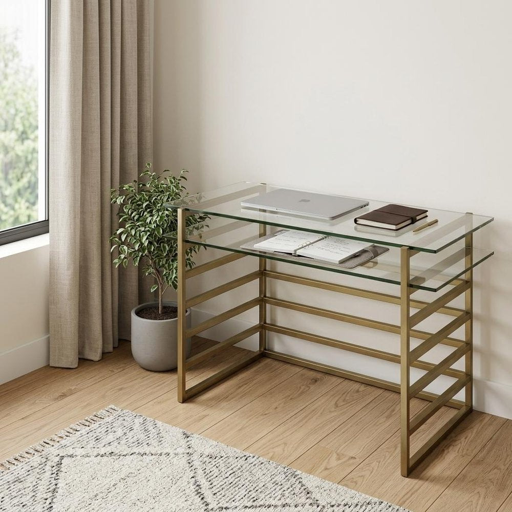 28" Clear and Gold Glass Mirrored