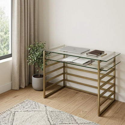 28" Clear and Gold Glass Mirrored