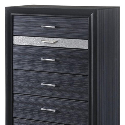 34" Black Solid Wood Six Drawer Chest