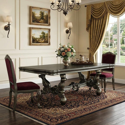 46" Platinum Solid Wood Trestle Base Dining Table