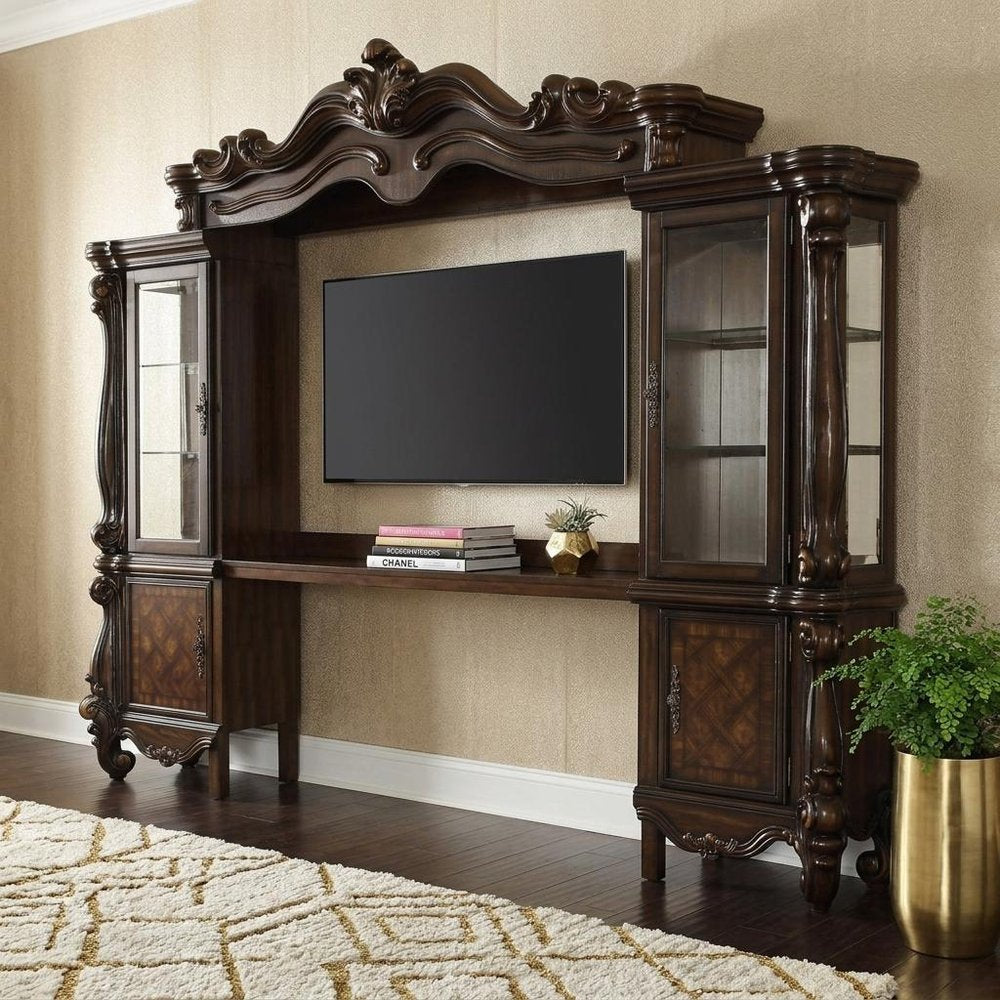 118" Dark Brown Solid Wood Floating Mount Entertainment Center