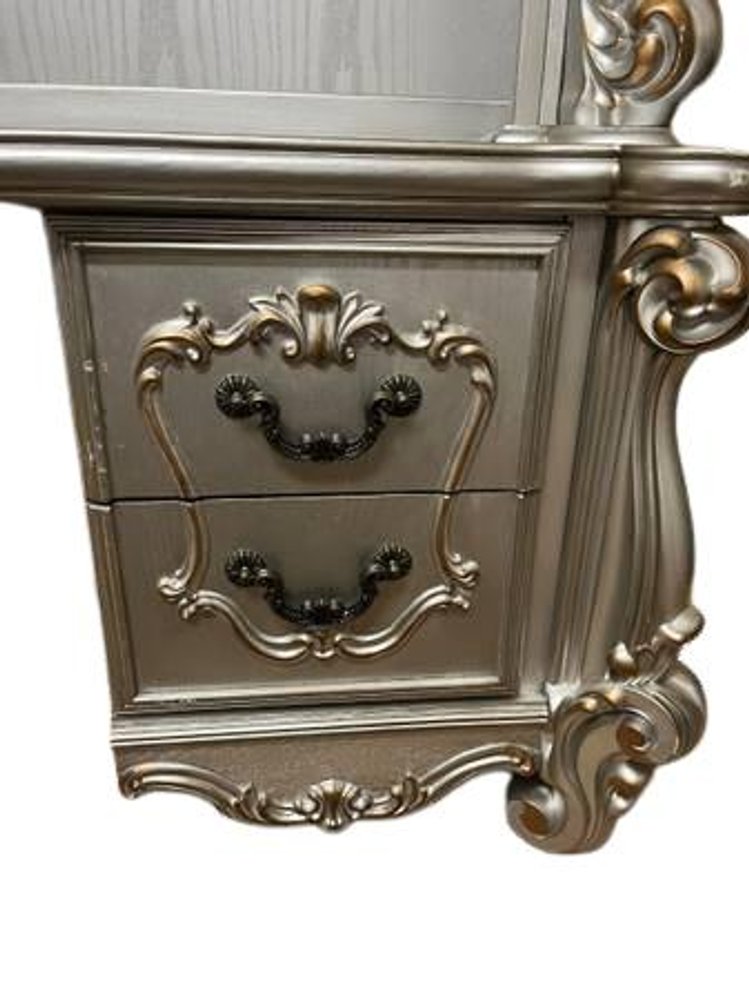 21" Platinum Solid Wood Peninsula Computer Desk With Four Cabinets Five Drawers