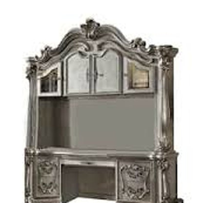 21" Platinum Solid Wood Peninsula Computer Desk With Four Cabinets Five Drawers