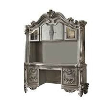 21" Platinum Solid Wood Peninsula Computer Desk With Four Cabinets Five Drawers