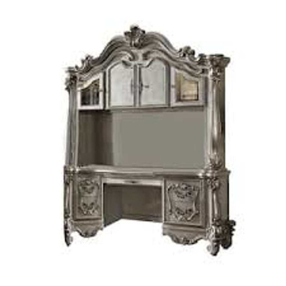 21" Platinum Solid Wood Peninsula Computer Desk With Four Cabinets Five Drawers