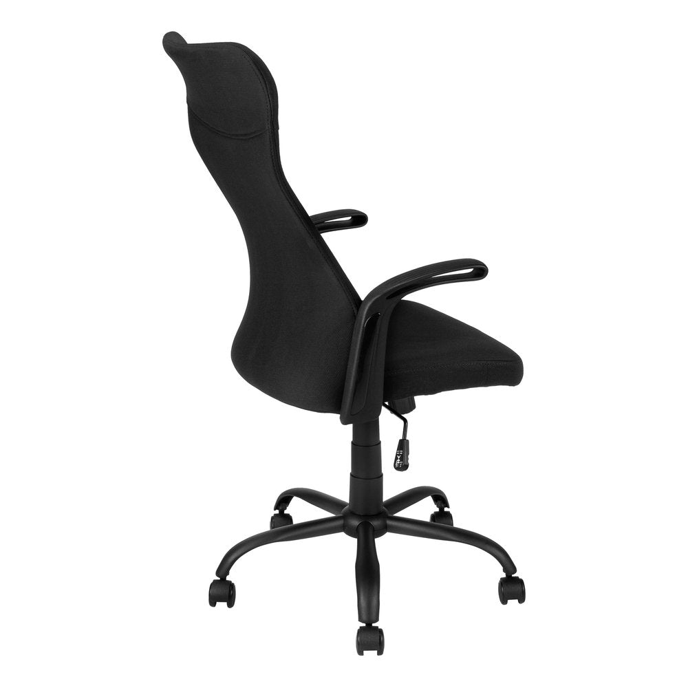 Black Fabric Seat Swivel Adjustable Task Chair Fabric Back Plastic Frame