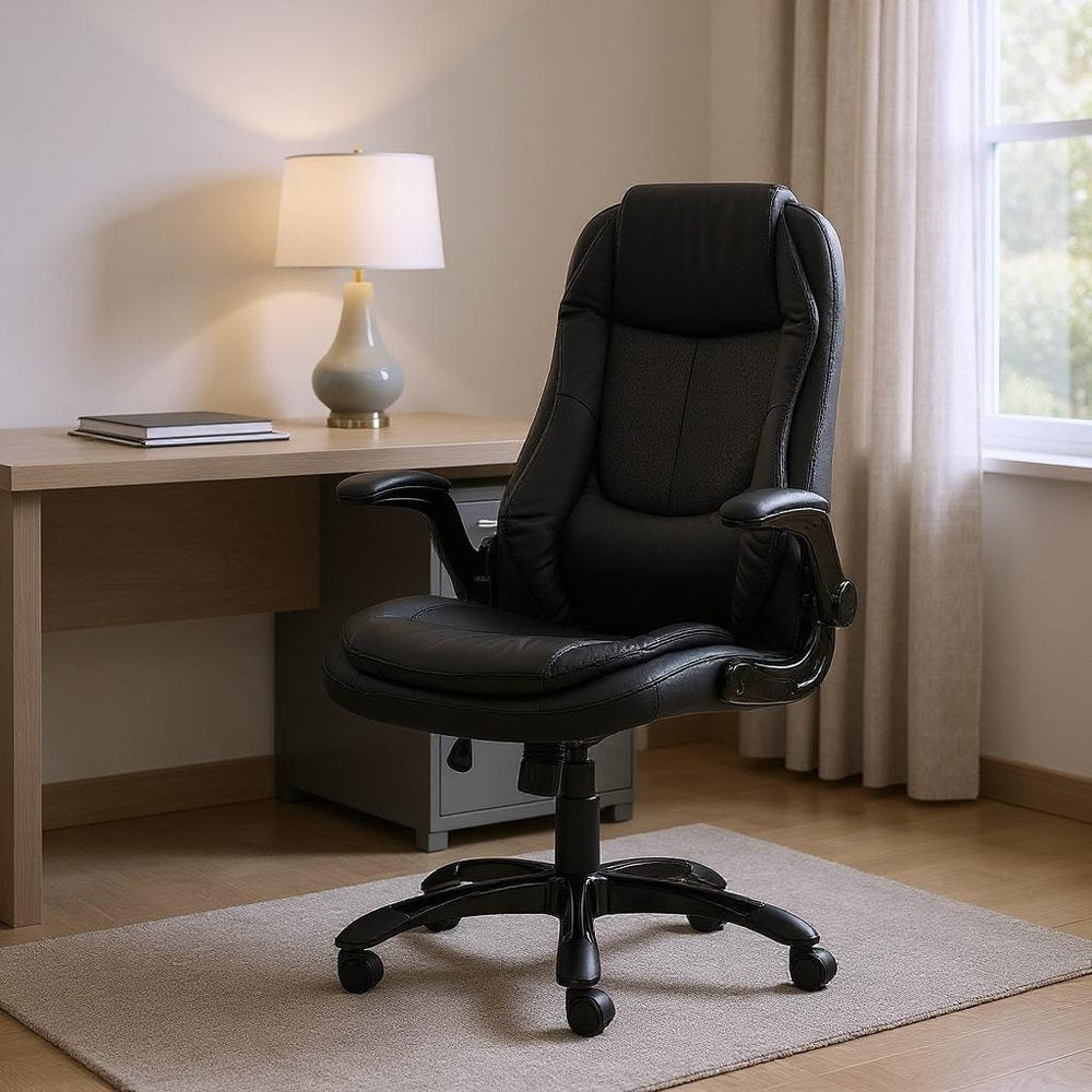 Black Adjustable Height Swivel Rolling Executive Office Chair