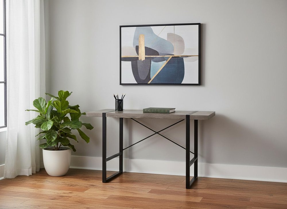 49" Taupe and Black Computer Desk