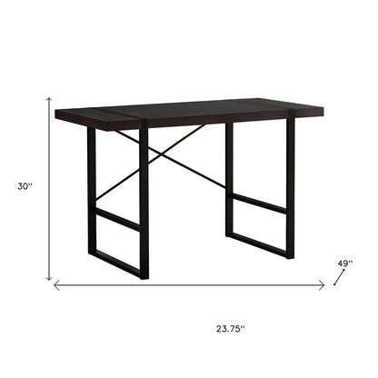 24" Dark Brown and Black Computer Desk