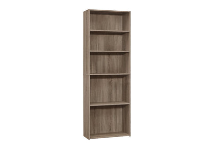 71" Taupe Distressed Wood Adjustable Five Tier Bookcase