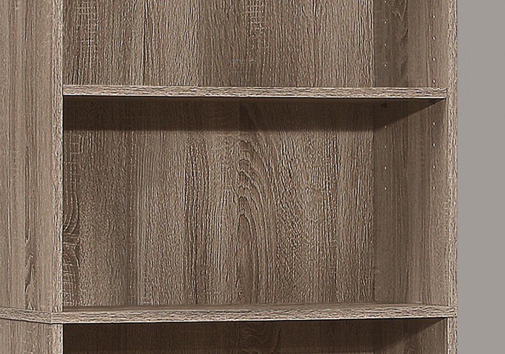 71" Taupe Distressed Wood Adjustable Five Tier Bookcase