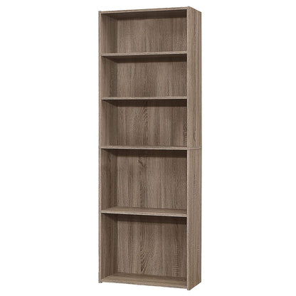 71" Taupe Wood Adjustable Bookcase