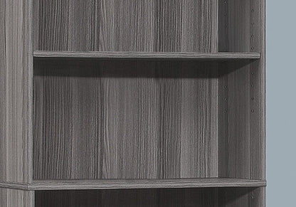 71" Gray Wood Adjustable Five Tier Bookcase