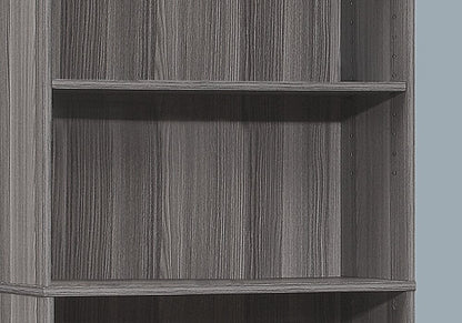 71" Gray Wood Adjustable Five Tier Bookcase