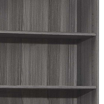 71" Gray Wood Adjustable Five Tier Bookcase