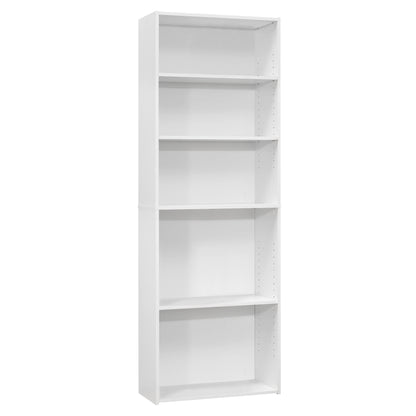 71" White Wood Adjustable Bookcase