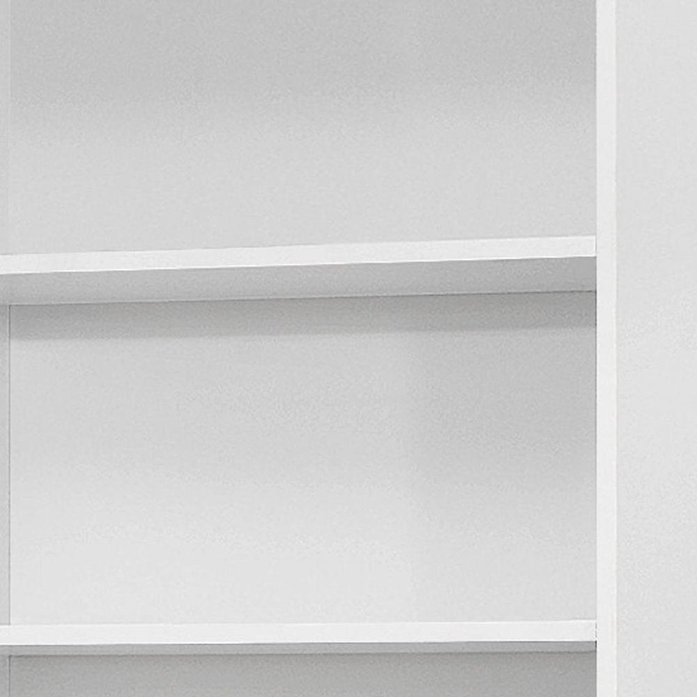 71" White Wood Adjustable Five Tier Bookcase