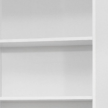 71" White Wood Adjustable Five Tier Bookcase